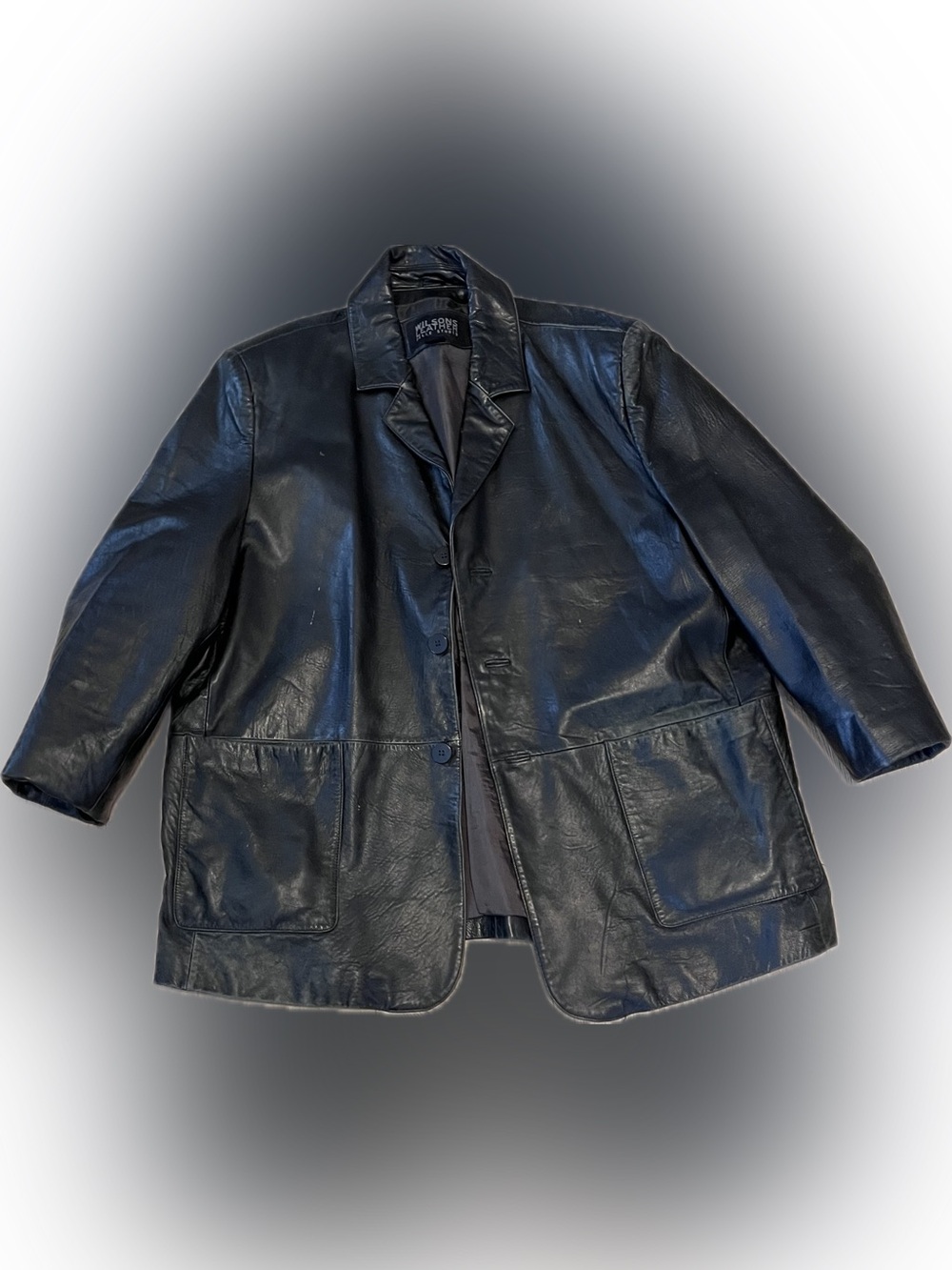 Wilsons Leather Black Men’s Car Coat Blazer Jacket Distressed
